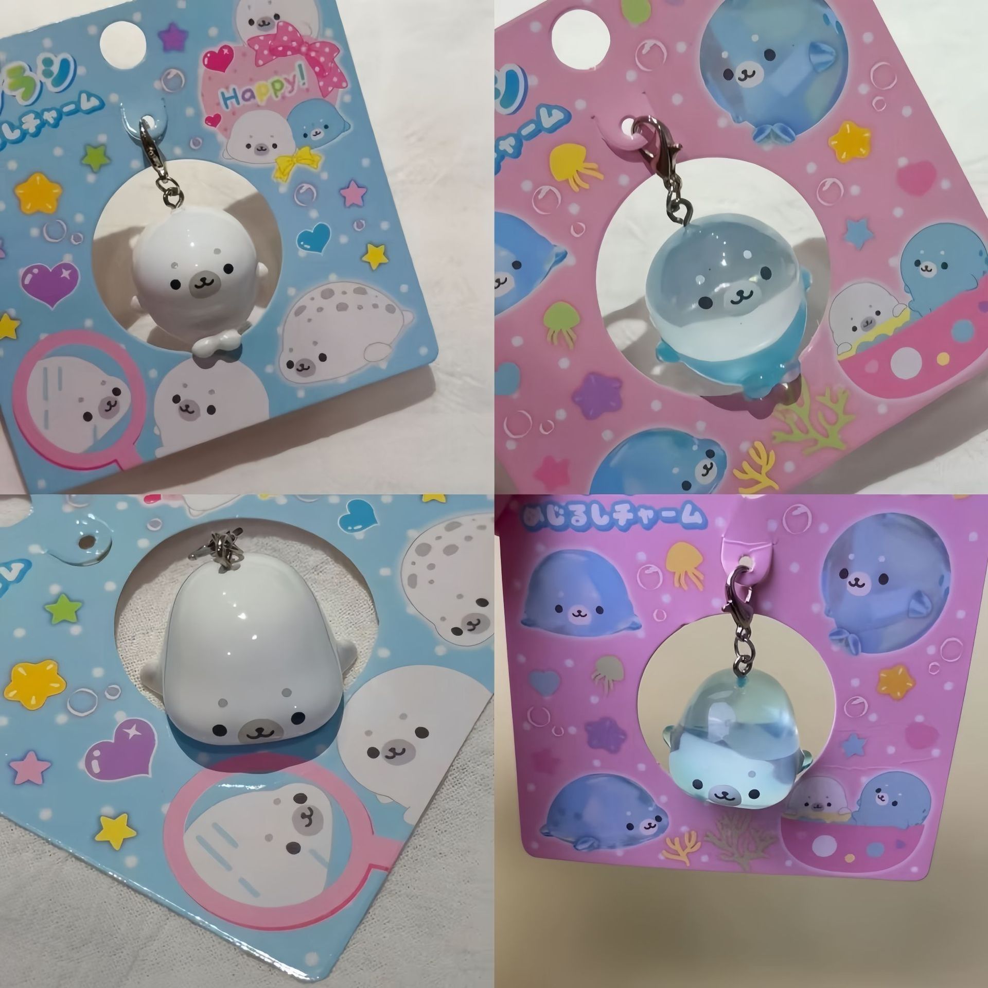 Tech Girl Accessories - INS Niedlicher 3D-Siegel-Schlüsselanhänger, massiv weiß, transparent,