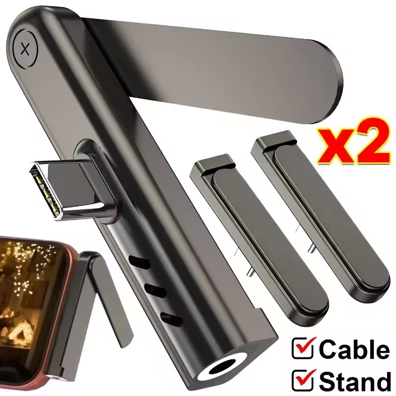 2/1PCS Tragbarer USB-C-auf-3,5 – Phone Stand Aluminum Bewertung und Preis